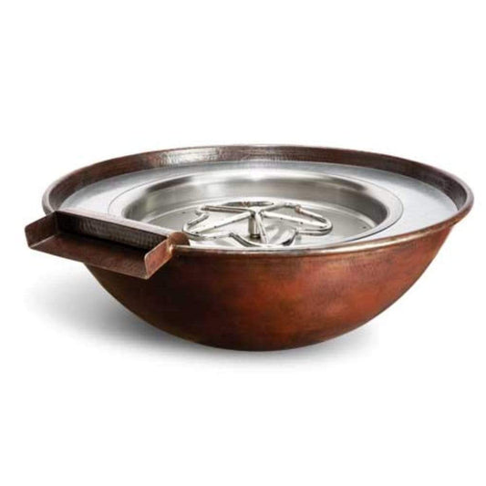 HPC Copper Bowl Series 31" Hammed Tempe Fire & Water Bowl With Torpedo Propane Burner & Electronic Ignition