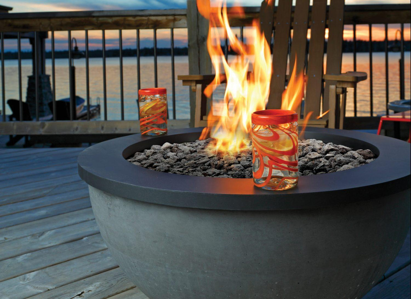 Kingsman 30" Concrete Smooth Grey Fire Bowl for FP2085 Fire Pit