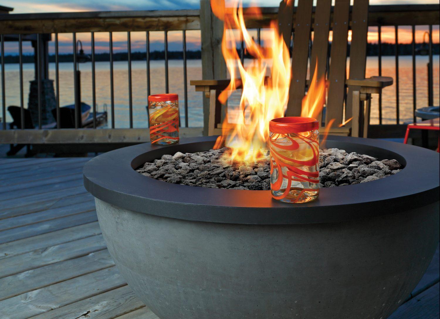 Kingsman 30" Concrete Smooth Grey Fire Bowl for FP2085 Fire Pit