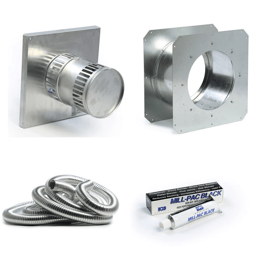 Kingsman 36" Flex Pipe Horizontal Round Termination Vent Starter Kit
