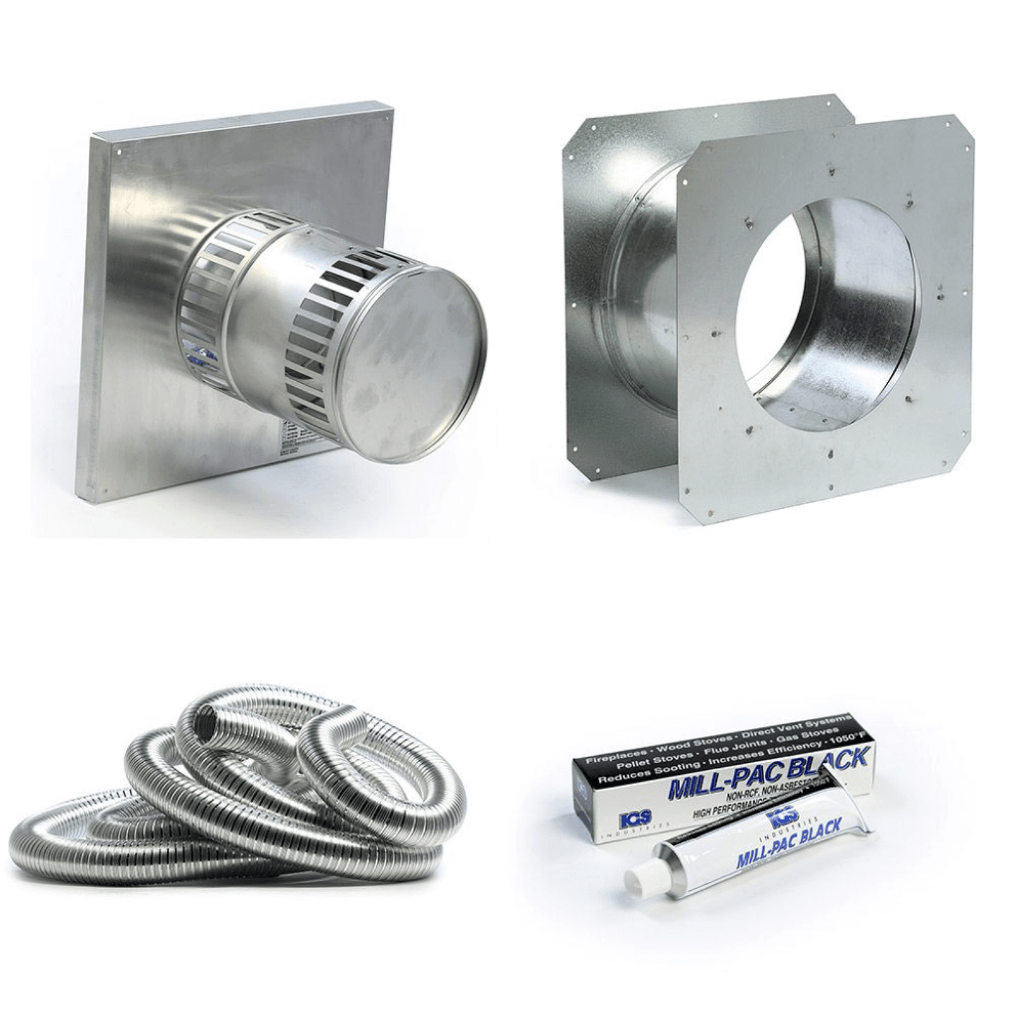 Kingsman 36" Flex Pipe Horizontal Round Termination Vent Starter Kit