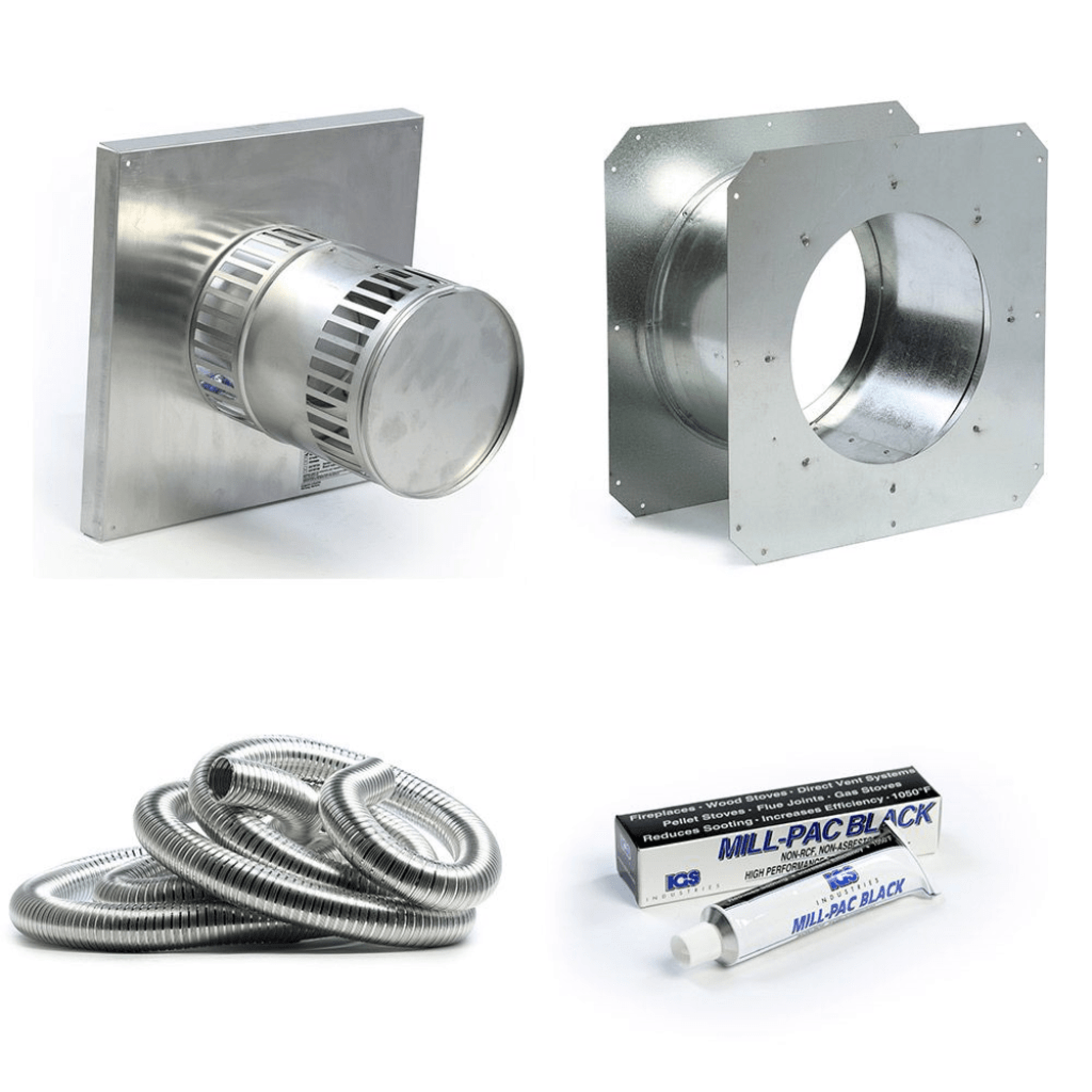 Kingsman 36" Flex Pipe Horizontal Round Termination Vent Starter Kit