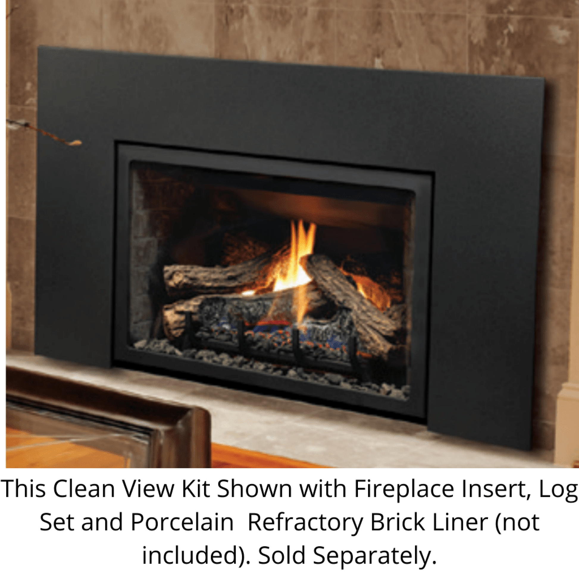 Kingsman 45" x 27" Black Clean View Wide Front for IDV26 Fireplace Insert