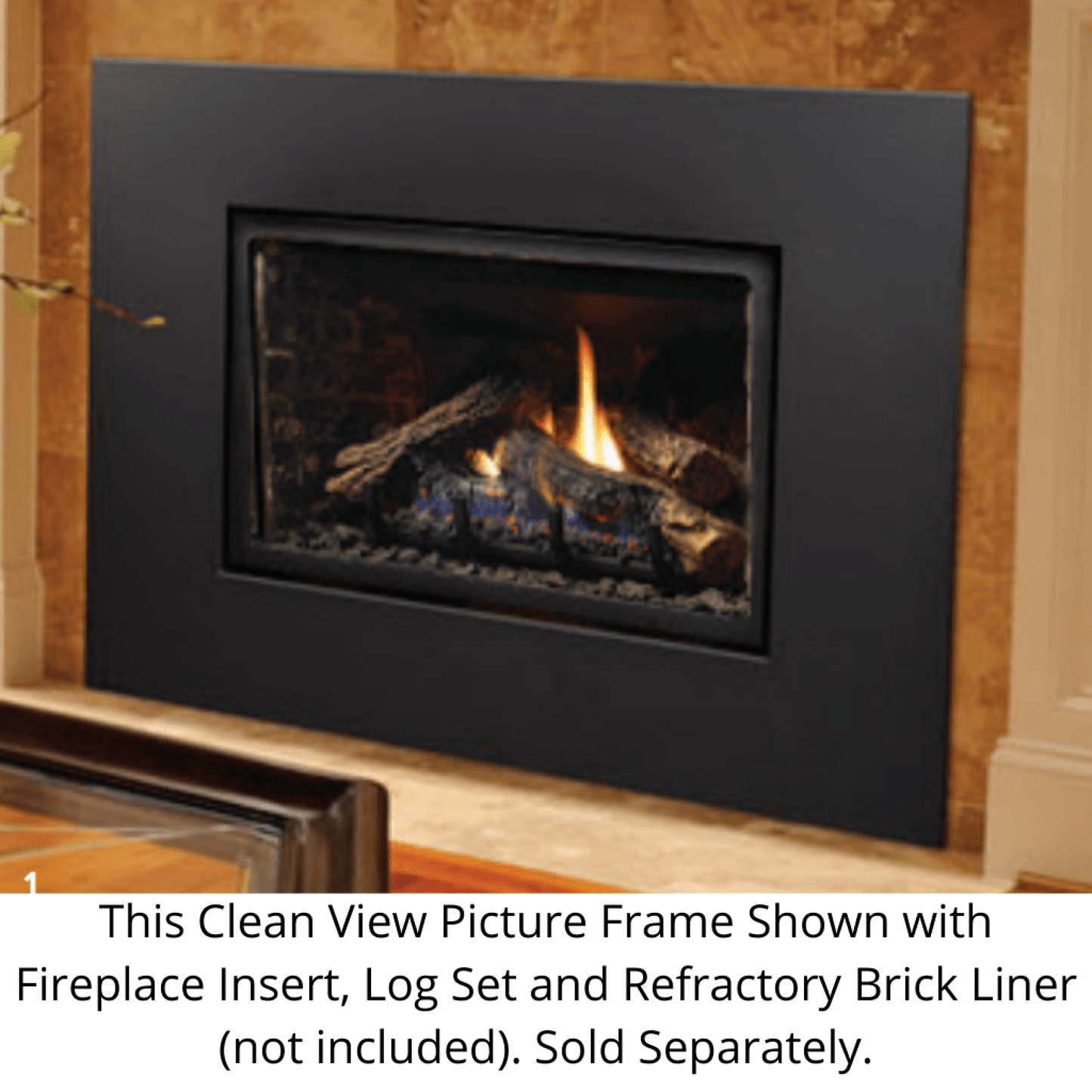 Kingsman 45" x 33" Black Clean View Wide Picture Frame Front for IDV26 Fireplace Insert