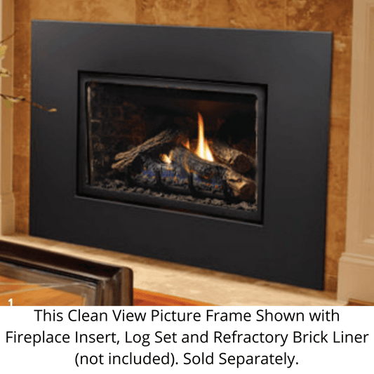 Kingsman 45" x 33" Black Clean View Wide Picture Frame Front for IDV26 Fireplace Insert