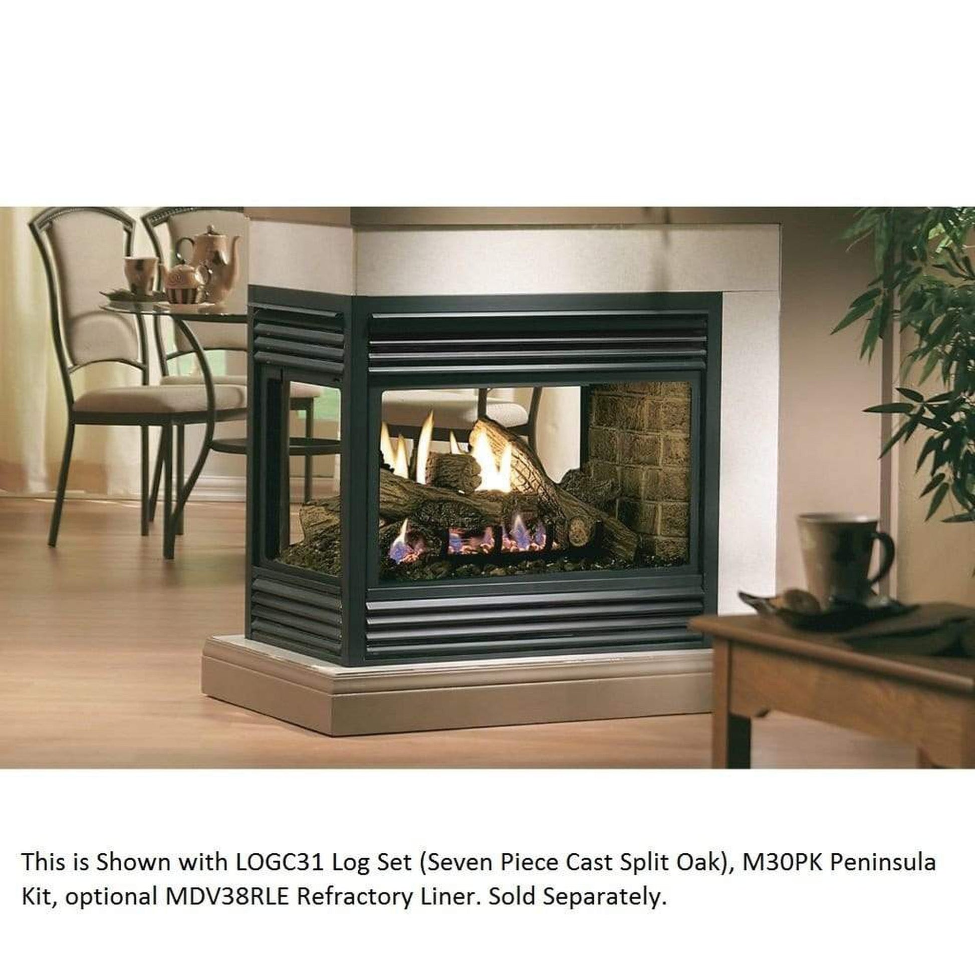 Kingsman Black Grill Kit for Direct Vent Peninsula Fireplace