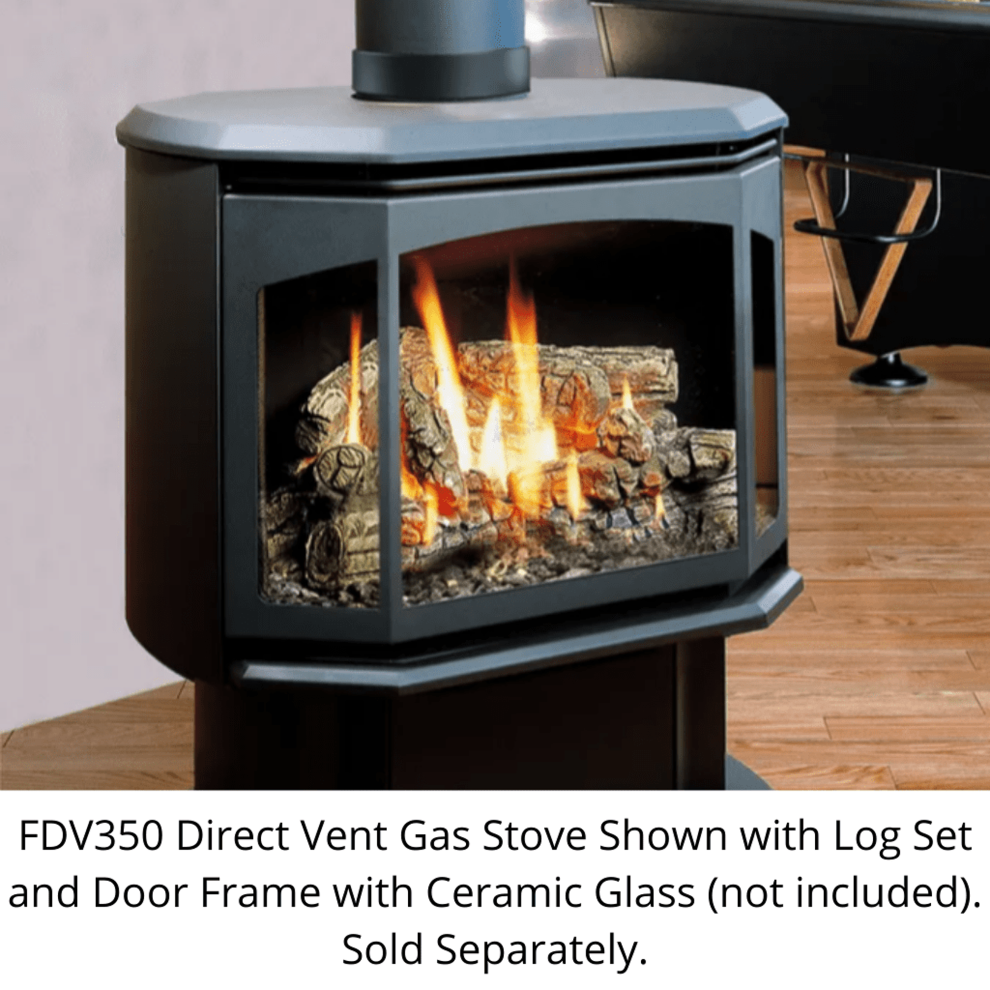 Kingsman FDV350 27" Freestanding Millivolt Control, Natural Gas Direct Vent Stove
