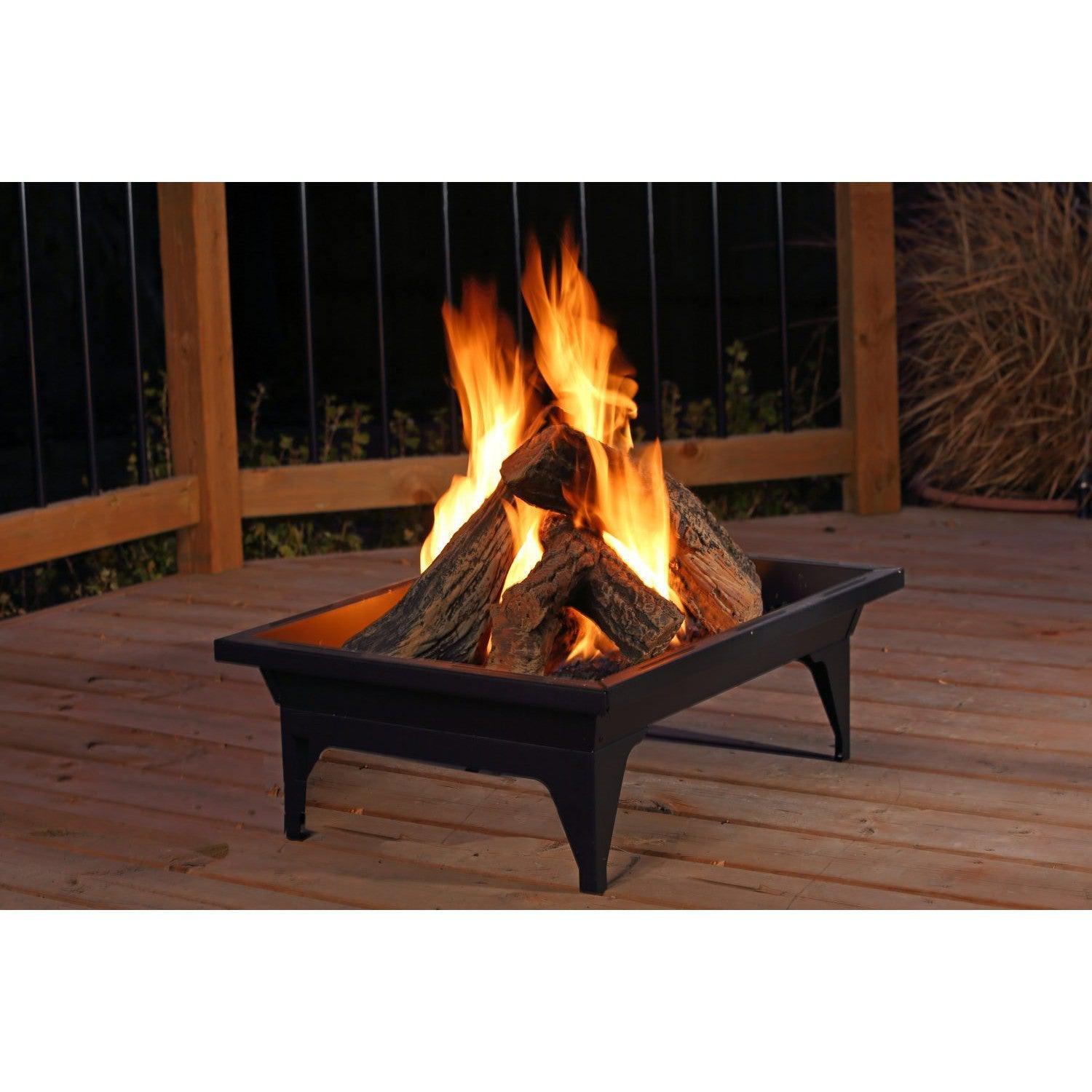 Kingsman FP2785 20" x 27" Propane Gas, Outdoor Rectangular Fire Pit With 5ft Hose and Regulator