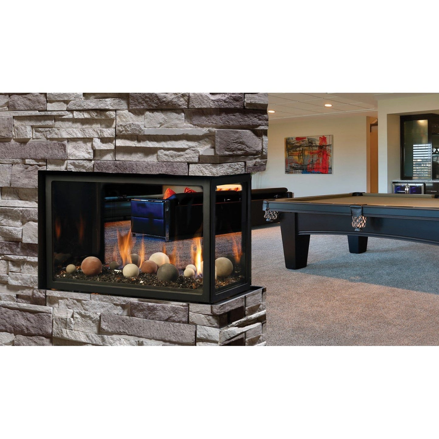 Kingsman MCVP42H 43" Multi Sided Clean View Intermittent Pilot Control, Propane Gas Direct Vent Peninsula Fireplace