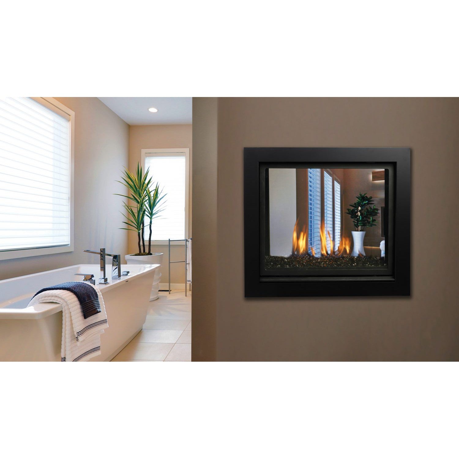 Kingsman MCVST42H 43" Zero Clearance Millivolt Control, Natural Gas Direct Vent See Through Fireplace