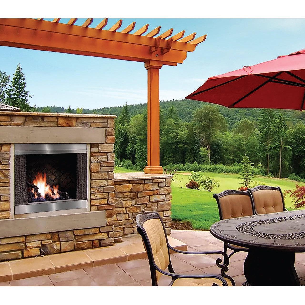 Kingsman OFP42 42" Zero Clearance Black Satin Coat, Intermittent Pilot Control Natural Gas Outdoor Fireplace