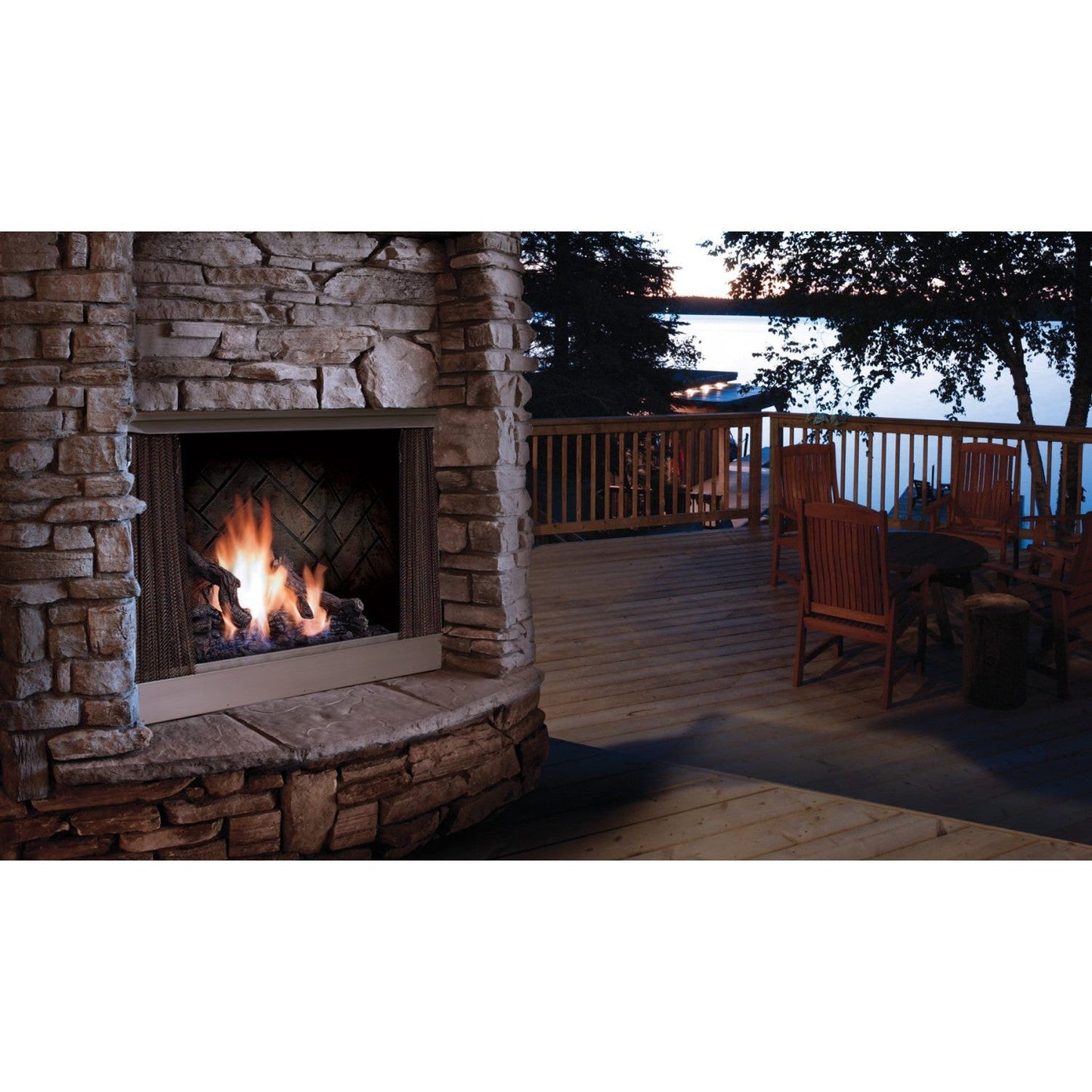 Kingsman OFP42 42" Zero Clearance Black Satin Coat, Millivolt Control Natural Gas Outdoor Fireplace