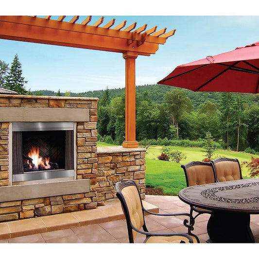 Kingsman OFP42 42" Zero Clearance Stainless Steel, Intermittent Pilot Control Natural Gas Outdoor Fireplace