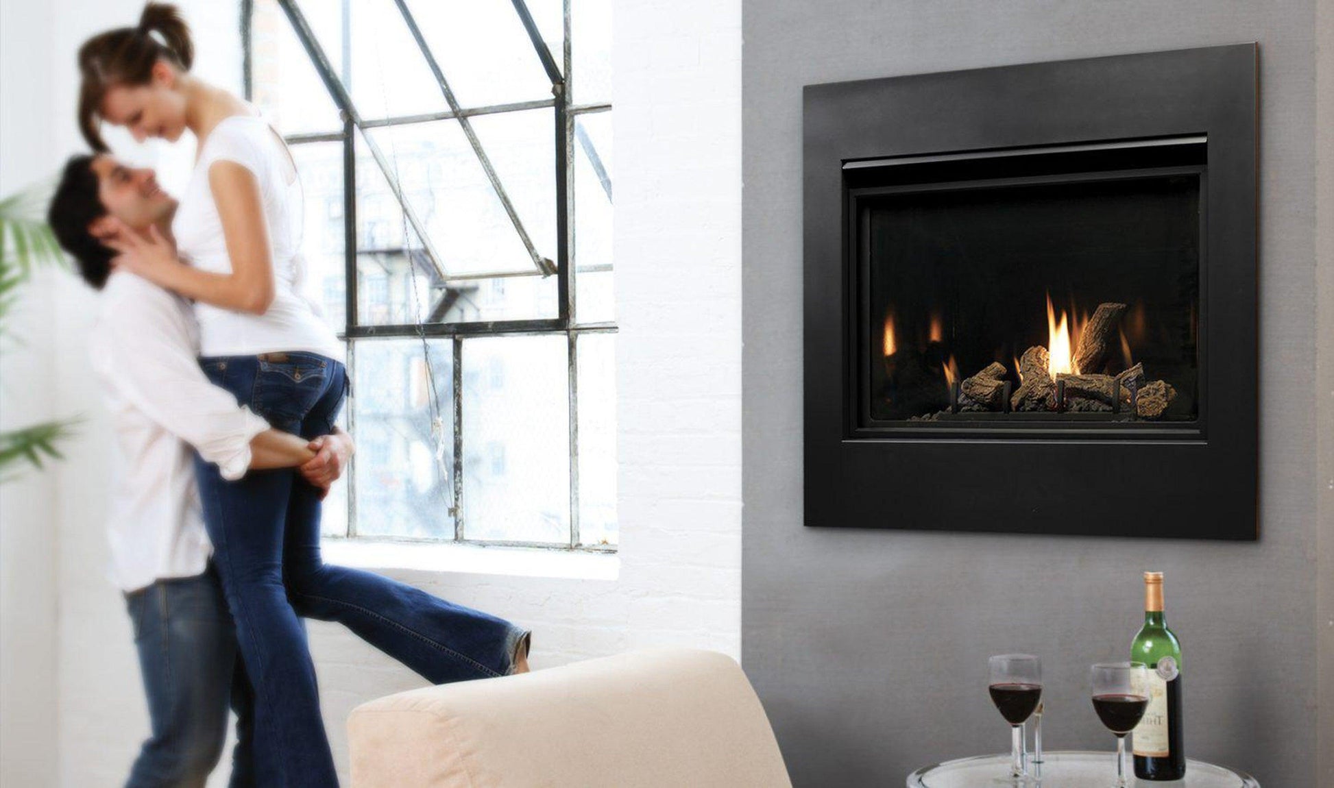 Kingsman ZCV3622 36" Zero Clearance Intermittent Pilot Control, Propane Gas Direct Vent Fireplace