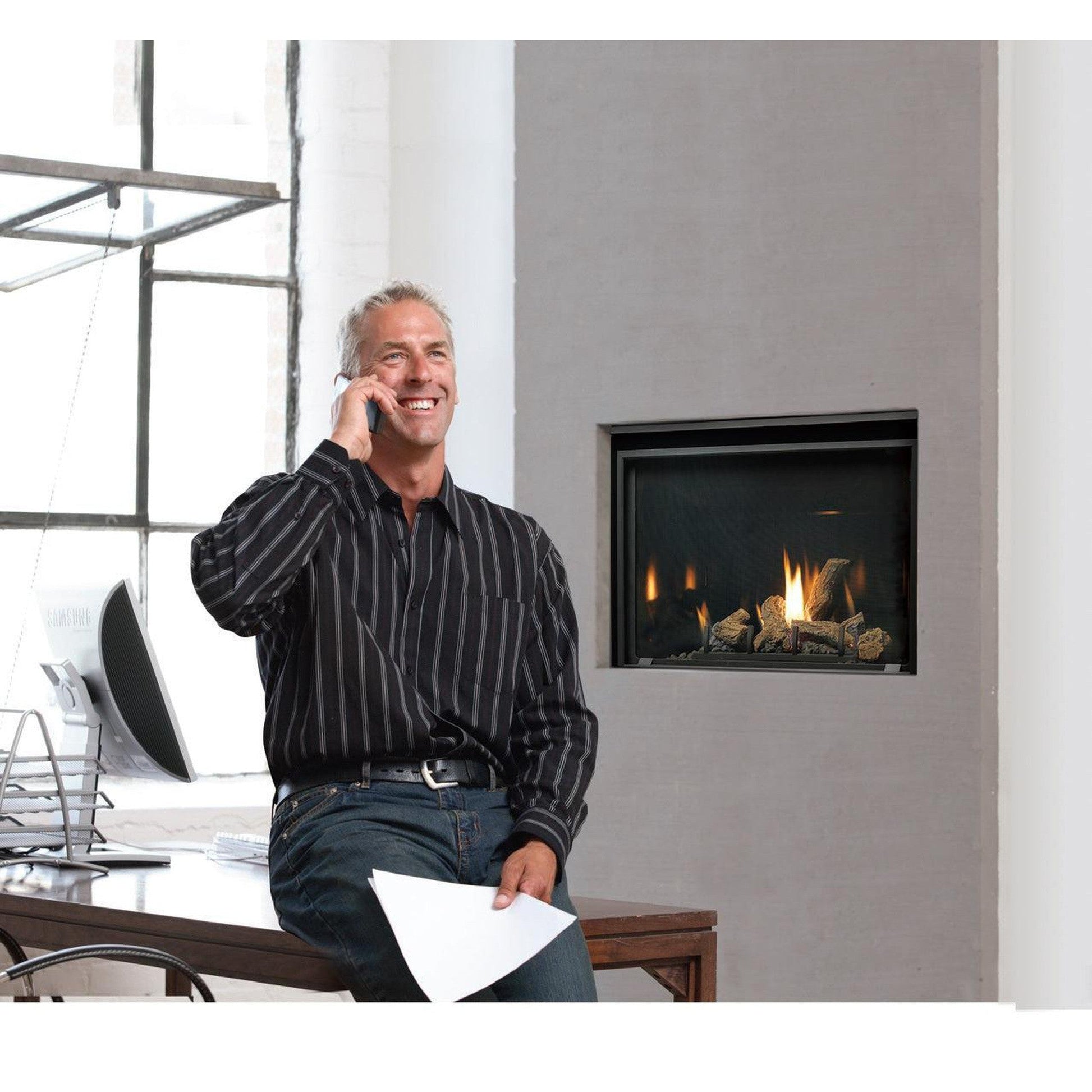 Kingsman ZCV3622 36" Zero Clearance Millivolt Control, Natural Gas Direct Vent Fireplace