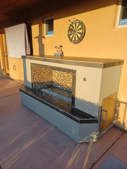 Kokomo Entertainer 84" Liquid Propane Gas Fireplace With Fire Glass Burner Insert
