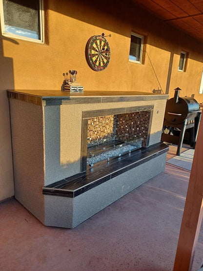 Kokomo Entertainer 84" Liquid Propane Gas Fireplace With Fire Glass Burner Insert