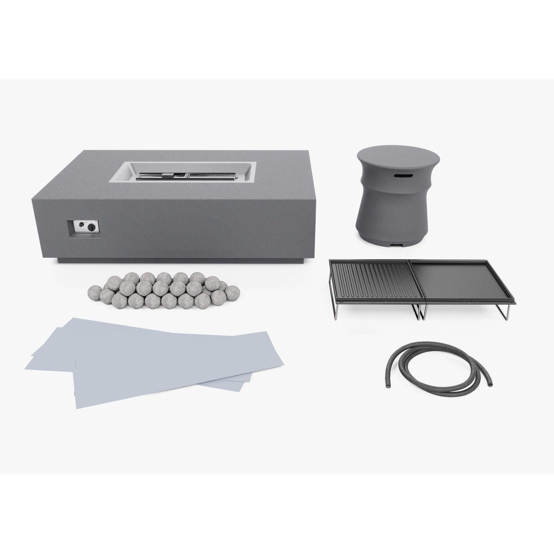 Live Outer 34" x 52" Fire Pit Table Cooking Set With Propane Tank Cover