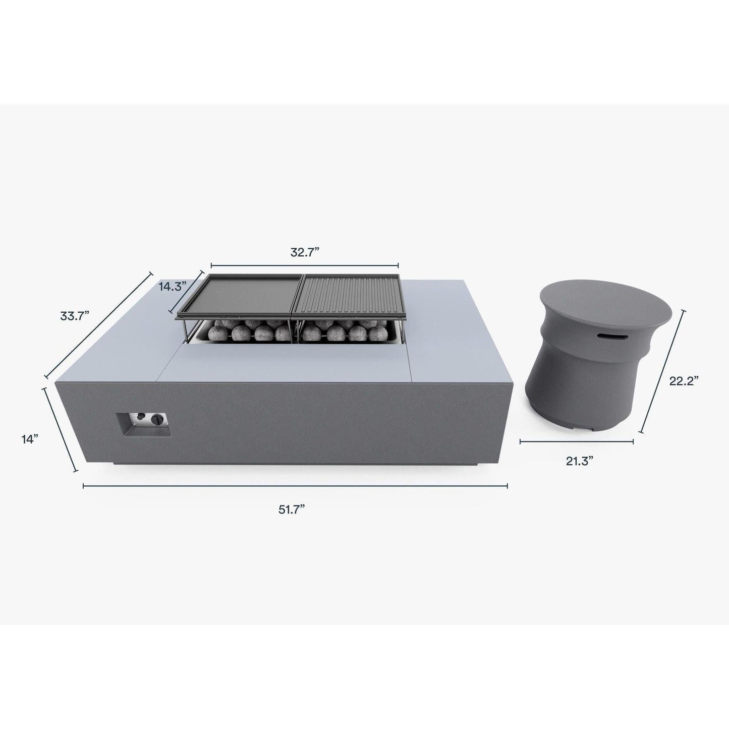 Live Outer 34" x 52" Fire Pit Table Cooking Set With Propane Tank Cover