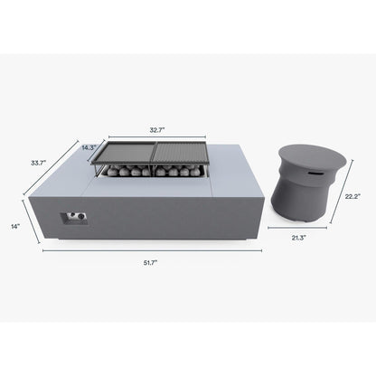 Live Outer 34" x 52" Fire Pit Table Cooking Set With Propane Tank Cover