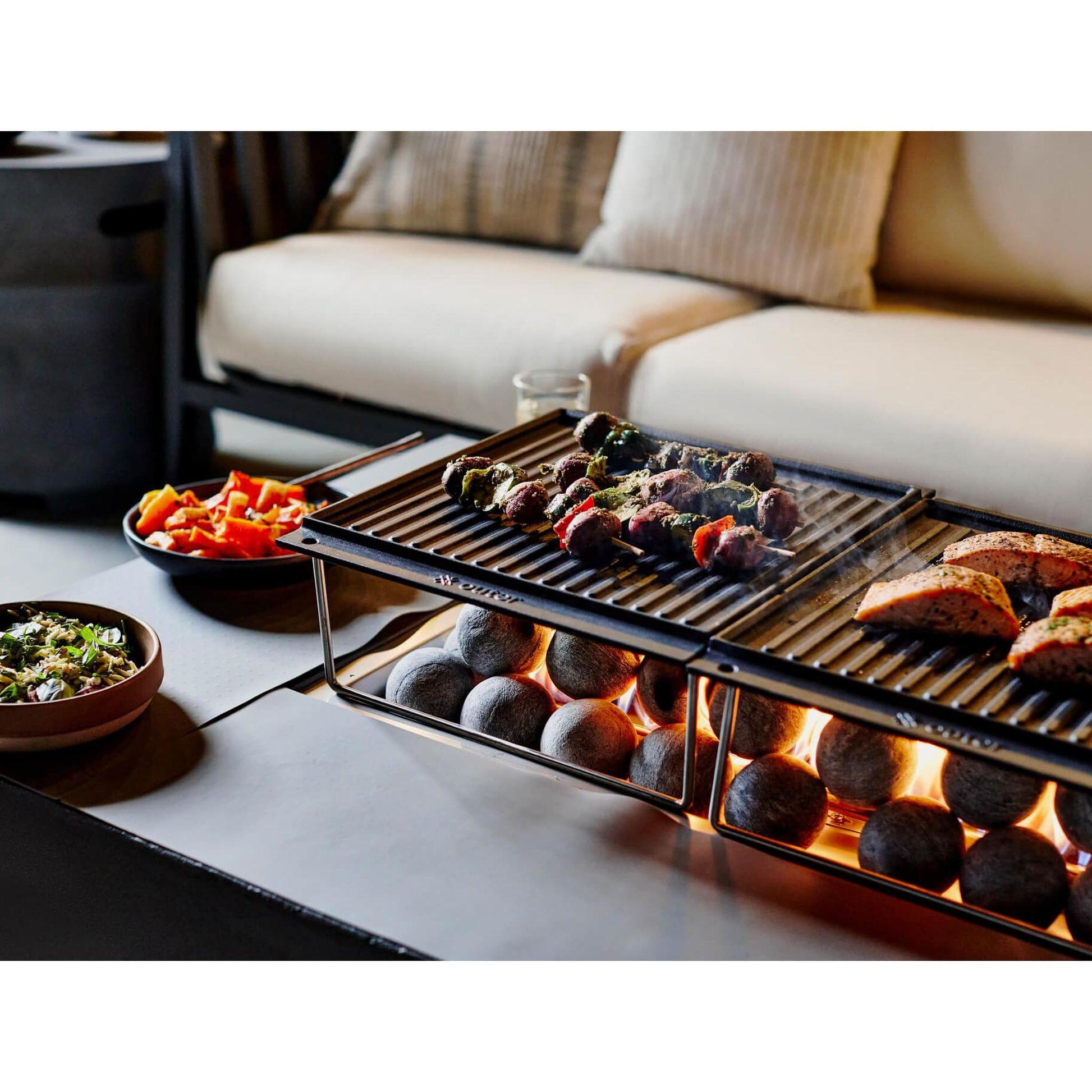 Live Outer 34" x 52" Fire Pit Table Cooking Set With Propane Tank Cover