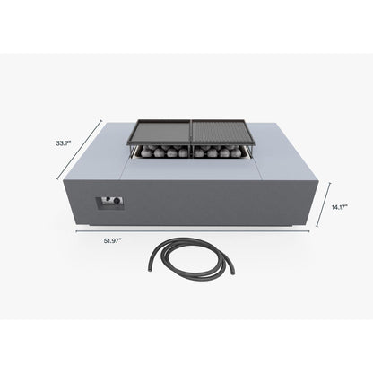 Live Outer 34" x 52" Propane Gas Fire Pit Table Cooking Set