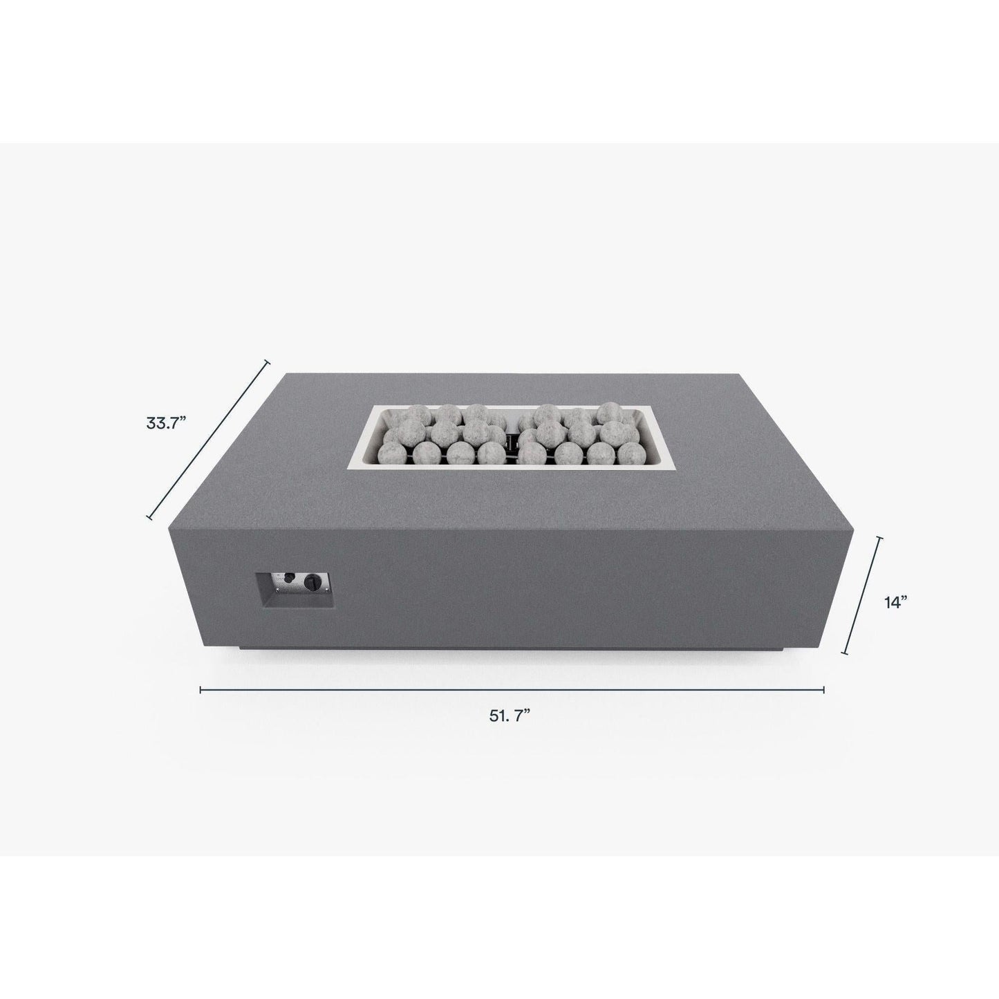 Live Outer 34" x 52" Propane Gas Fire Pit Table With Ceramic Balls