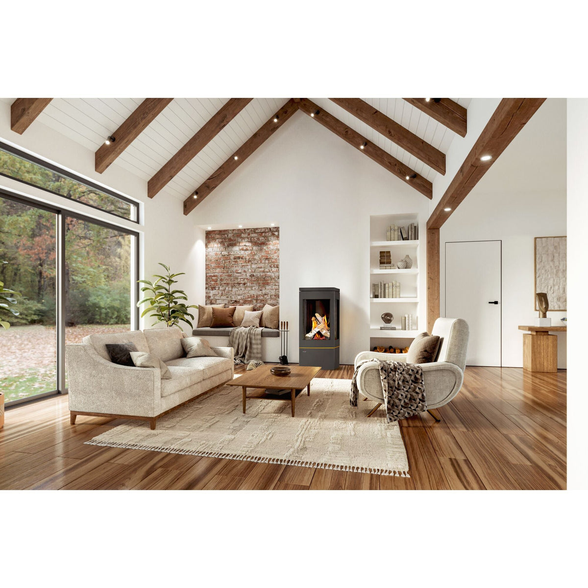 Napoleon Elora Black Direct Vent 3-Sided Natural Gas Hybrid Stove