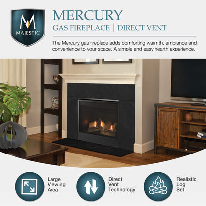 Majestic Mercury 32" Traditional Direct Vent Natural Gas Fireplace With Intellifire Ignition System