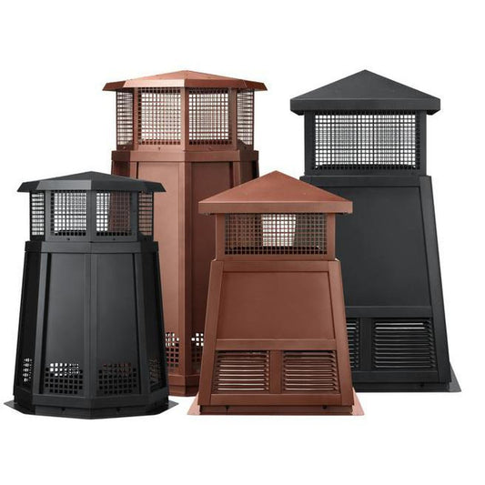 Majestic 34" Black Square Decorative Vertical Venting Gas Shroud / Wood Termination Cap