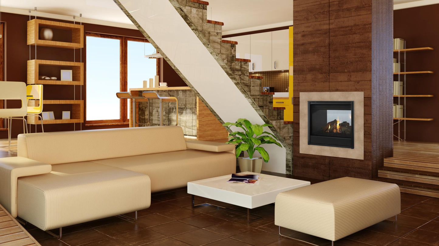 Majestic See-Through 36" Traditional Multi-Sided Top/Rear Direct Vent Gas Fireplace With IntelliFire Touch Ignition System