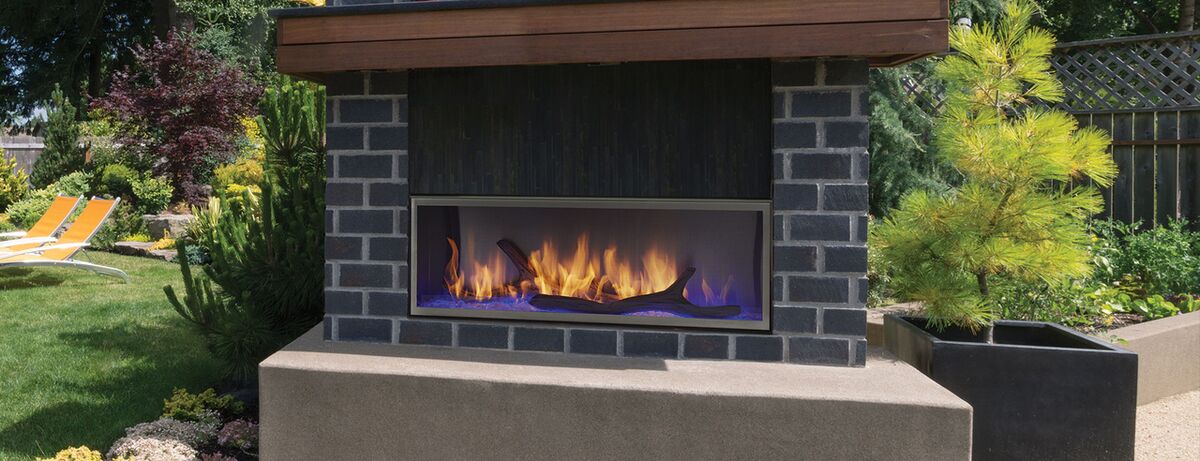 Majestic Lanai 48" Linear Contemporary Outdoor Vent Free Natural Gas Fireplace With IntelliFire Ignition System