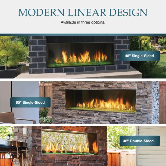 Majestic Lanai 48" Linear Contemporary Outdoor Vent Free Natural Gas Fireplace With IntelliFire Ignition System