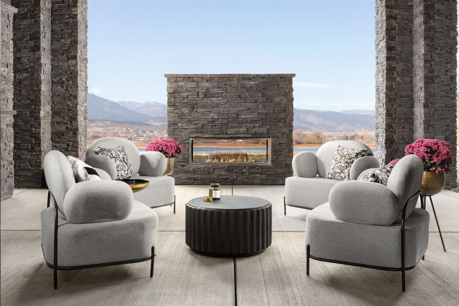 Majestic Lanai See-Through 48" Linear Contemporary Outdoor Vent Free Natural Gas Fireplace With IntelliFire Ignition System