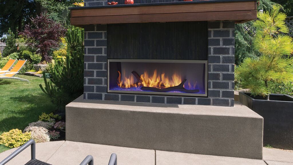Majestic Lanai 60" Linear Contemporary Outdoor Vent Free Natural Gas Fireplace With IntelliFire Ignition System