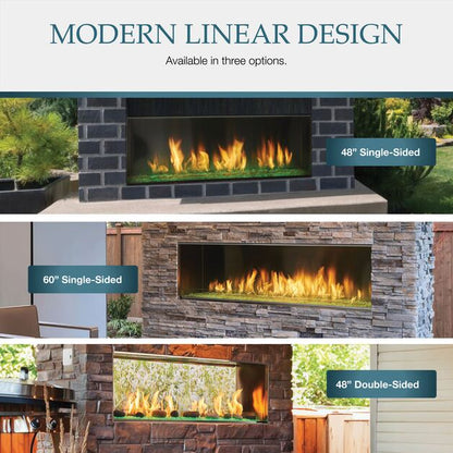 Majestic Lanai 60" Linear Contemporary Outdoor Vent Free Natural Gas Fireplace With IntelliFire Ignition System