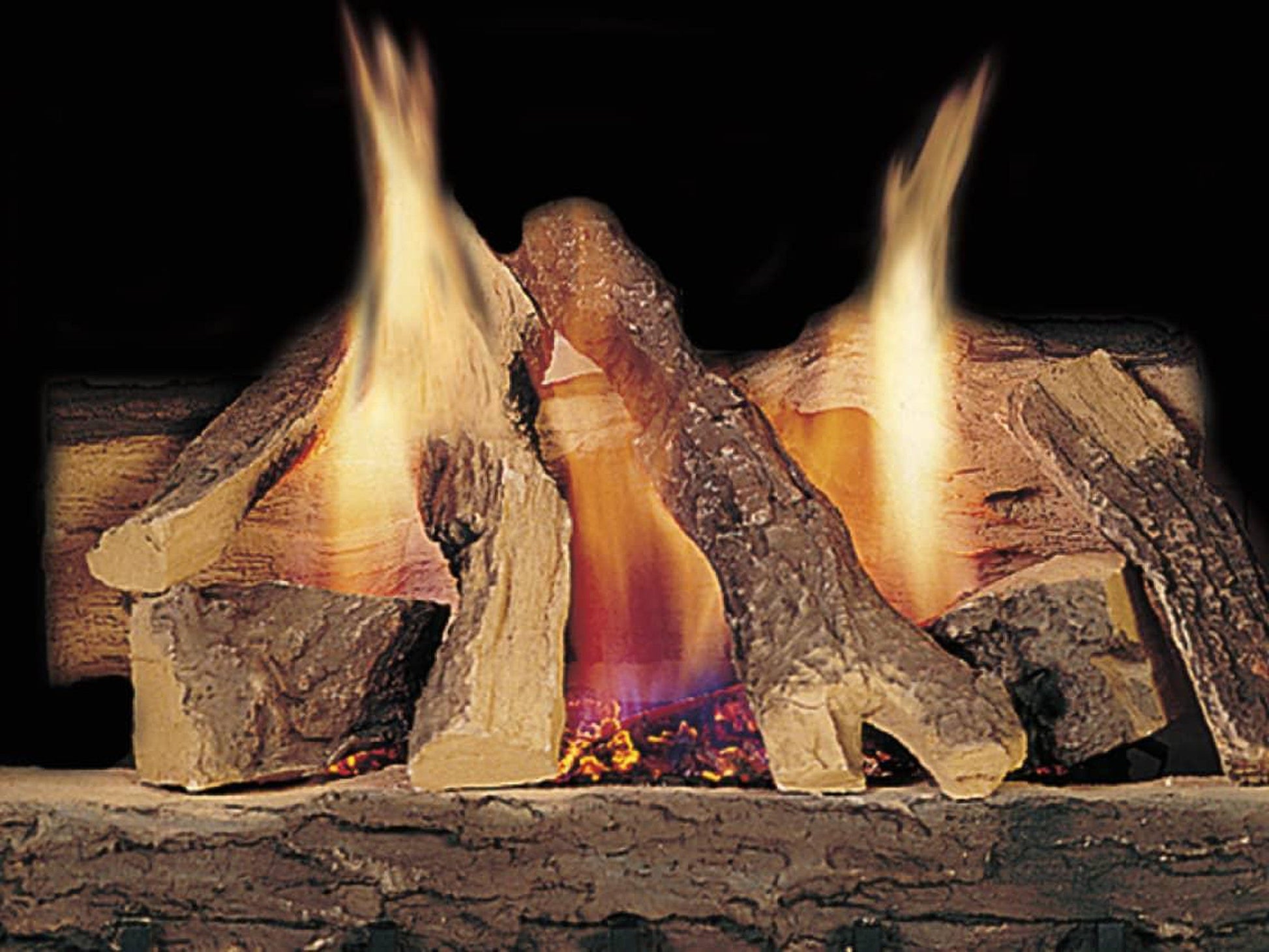 Majestic Campfire 30" 11-Piece Fiber Vented Propane Gas Log Set With Stainless Steel Burner, Hearth Kit and Standing Pilot Ignition System