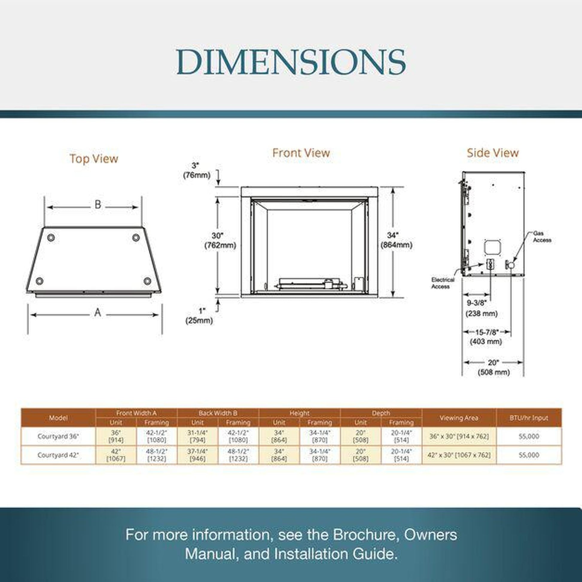 Majestic Courtyard 36" Traditional Outdoor Vent-Free Natural Gas Fireplace With IntelliFire Ignition System