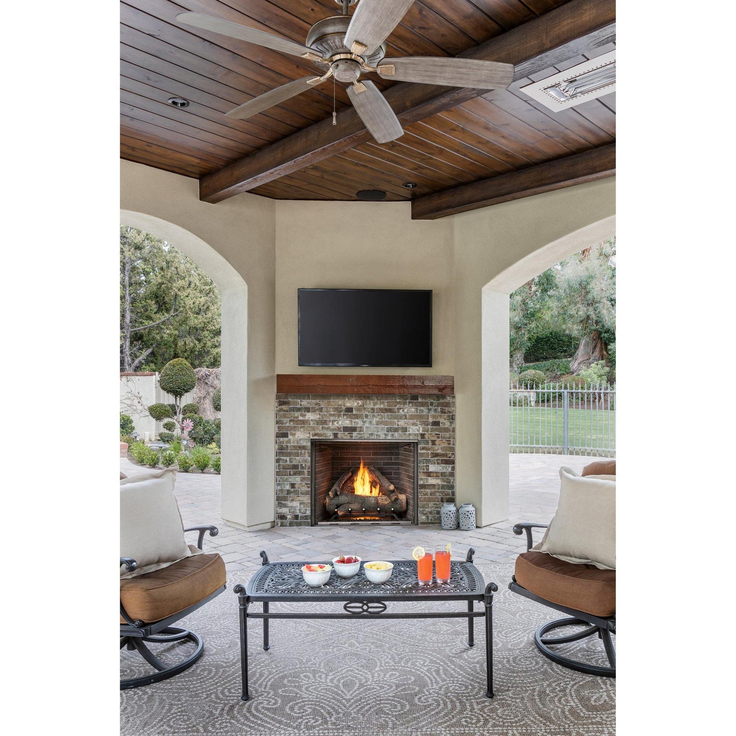 Majestic Courtyard 36" Traditional Outdoor Vent-Free Natural Gas Fireplace With Traditional Stacked Concrete Refractory and IntelliFire Ignition System