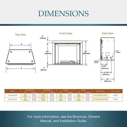Majestic Courtyard 42" Traditional Outdoor Vent-Free Natural Gas Fireplace With Traditional Stacked Concrete Refractory and IntelliFire Ignition System