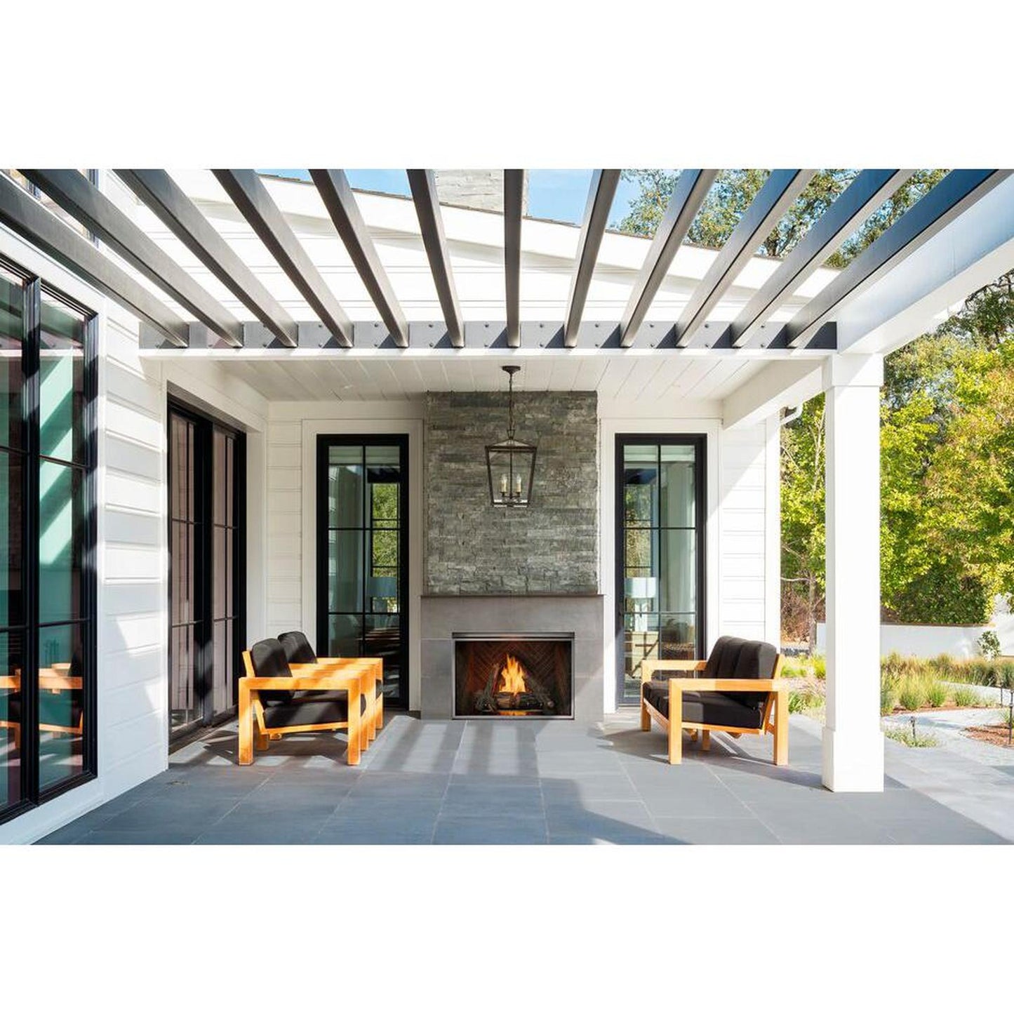 Majestic Courtyard 42" Traditional Outdoor Vent-Free Natural Gas Fireplace With Traditional Stacked Concrete Refractory and IntelliFire Ignition System