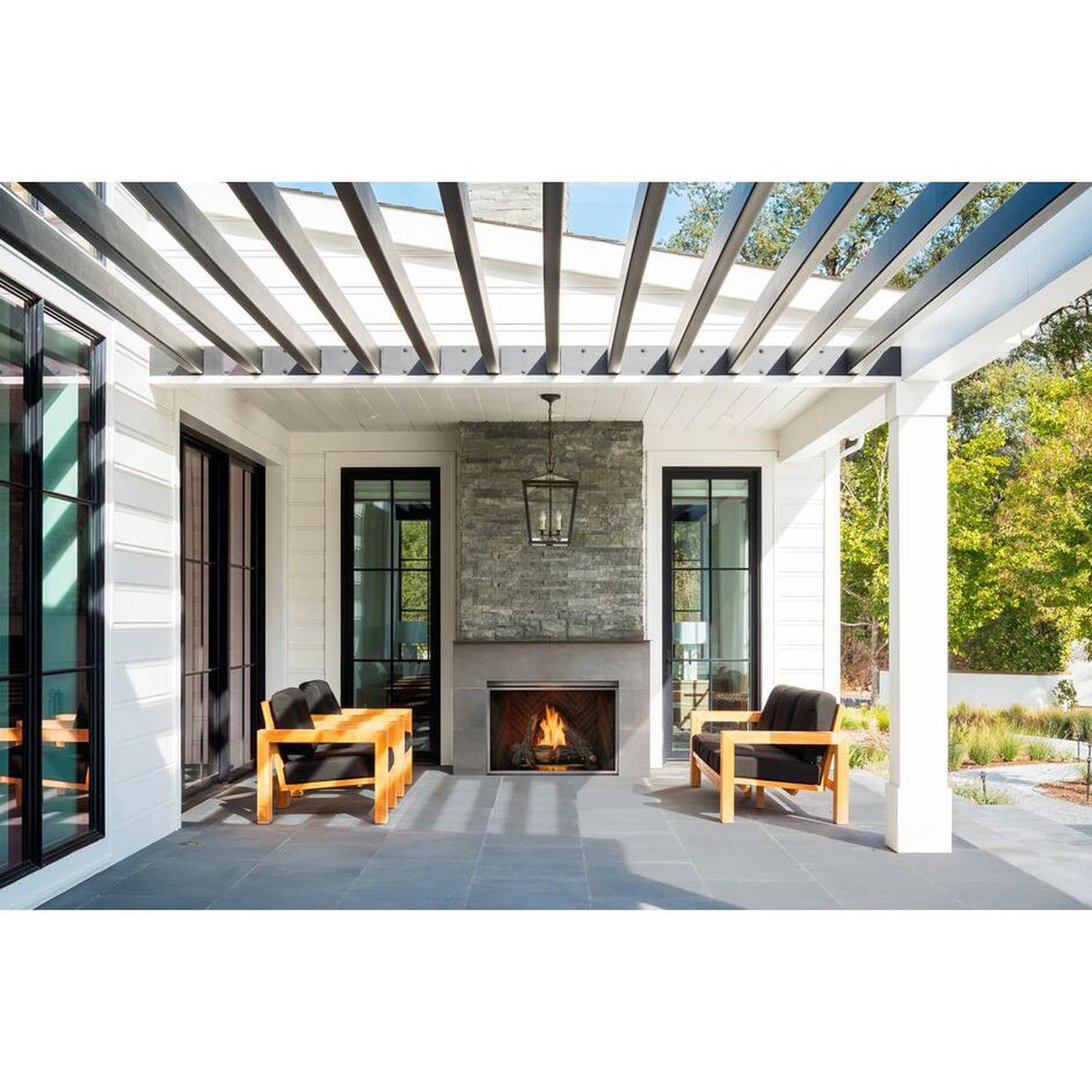 Majestic Courtyard 42" Traditional Outdoor Vent-Free Natural Gas Fireplace With Traditional Stacked Concrete Refractory and IntelliFire Ignition System