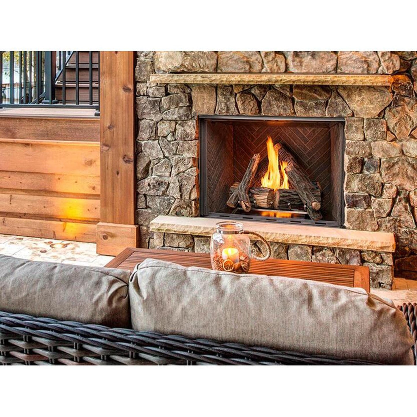Majestic Courtyard 42" Traditional Outdoor Vent-Free Natural Gas Fireplace With Traditional Stacked Concrete Refractory and IntelliFire Ignition System
