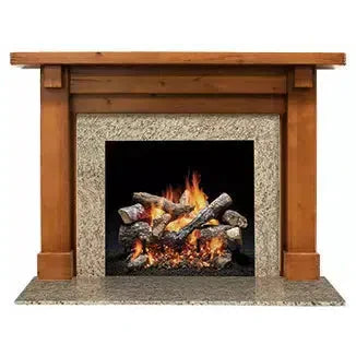 Majestic Design Series Battlefield B 48" Unfinished Distressed Knotty Alder Rustic Style Flush Wood Fireplace Mantel With Custom New Gray Stain Color