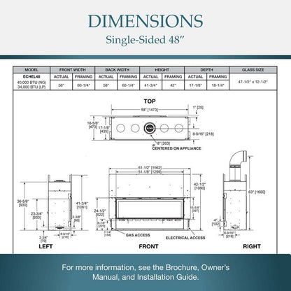 Majestic Echelon II 48" Linear Contemporary Direct Vent Natural Gas Fireplace With IntelliFire Touch Ignition System