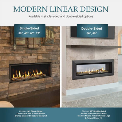 Majestic Echelon II 60" Linear Contemporary Direct Vent Natural Gas Fireplace With IntelliFire Touch Ignition System