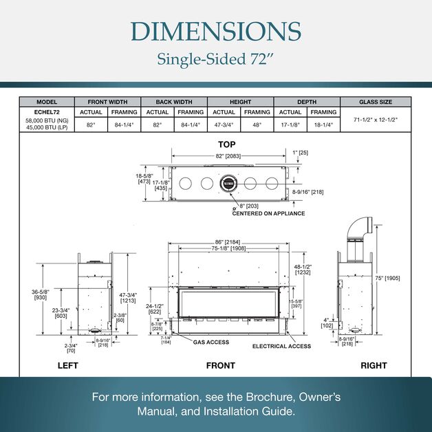 Majestic Echelon II 72" Linear Contemporary Direct Vent Natural Gas Fireplace With IntelliFire Touch Ignition System