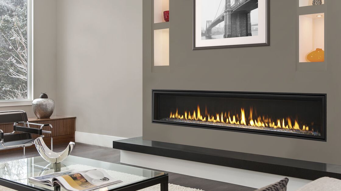 Majestic Echelon II 72" Linear Contemporary Direct Vent Natural Gas Fireplace With IntelliFire Touch Ignition System