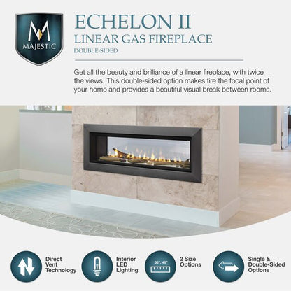 Majestic Echelon II See-Through 36" Linear Contemporary Direct Vent Natural Gas Fireplace With IntelliFire Touch Ignition System