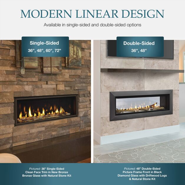 Majestic Echelon II See-Through 48" Linear Contemporary Direct Vent Natural Gas Fireplace With IntelliFire Touch Ignition System